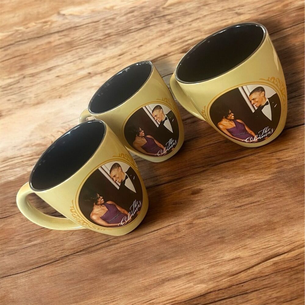 Barack Michelle Set of 3 African American Expressions "The Obamas" Coffee Mugs